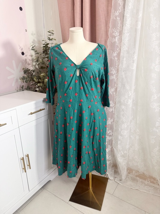 Unique Vintage Dresses & Skirts - Unique Vintage Teal Lady Bugs Tie-Front Women’s Dress BIN#1